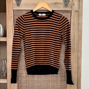 NWT Zara Women's Striped Black, Purple and Tan Knit Sweater